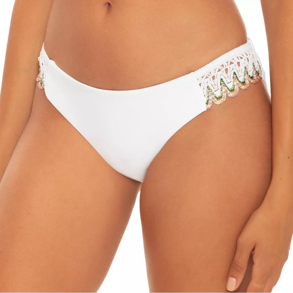 Becca Women's White Layla Crochet-Trim Bikini Bottoms, Size XS